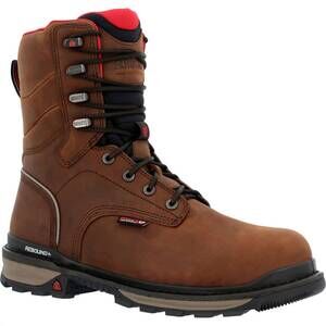 NEW ROCKY men's rams horn waterproof composite toe work boots in brown